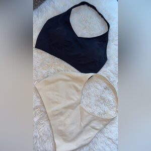Viral OQQ Seamless Black and Cream Sports Bras
